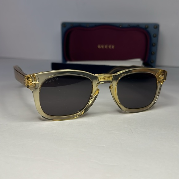 💯 - New Authentic GUCCI GG0182S 006 Transparent Brown/Grey sunglasses - Picture 11 of 15